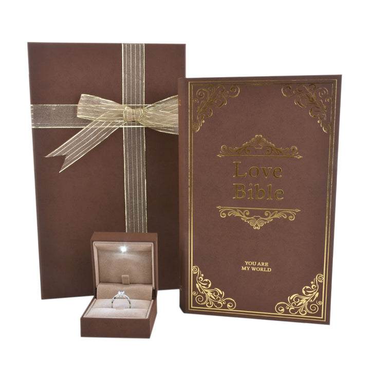 New Design Love Declaration Bible Big Book Shaped Jewelry Package Video Box Ring Box For Wedding