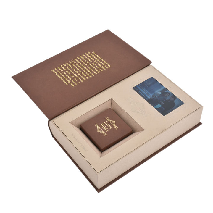 New Design Love Declaration Bible Big Book Shaped Jewelry Package Video Box Ring Box For Wedding