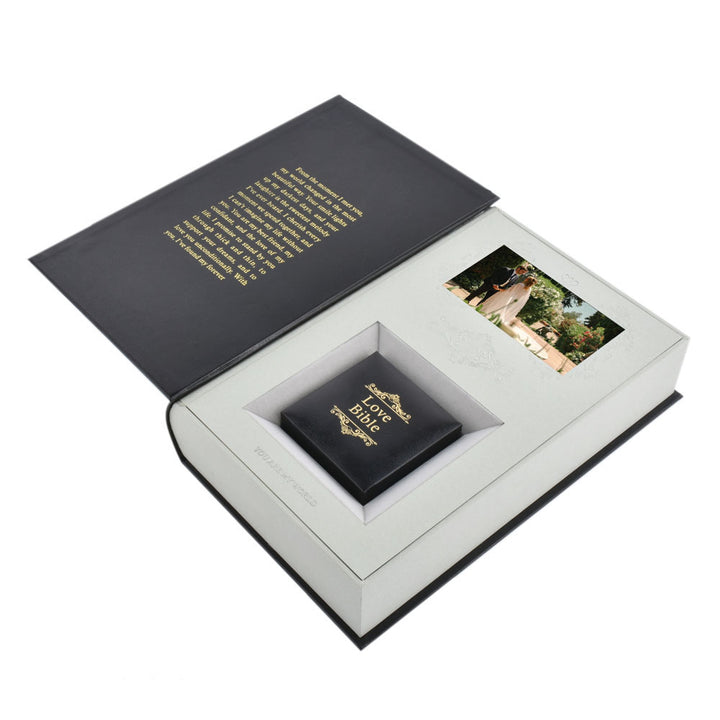 New Design Love Declaration Bible Big Book Shaped Jewelry Package Video Box Ring Box For Wedding