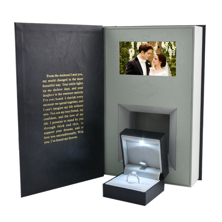 New Design Love Declaration Bible Big Book Shaped Jewelry Package Video Box Ring Box For Wedding