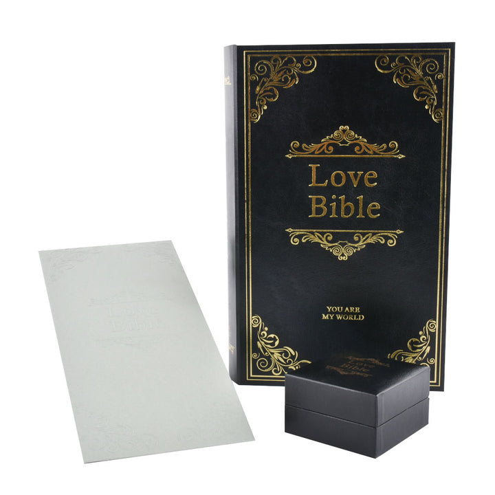 New Design Love Declaration Bible Big Book Shaped Jewelry Package Video Box Ring Box For Wedding