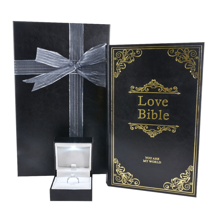 New Design Love Declaration Bible Big Book Shaped Jewelry Package Video Box Ring Box For Wedding