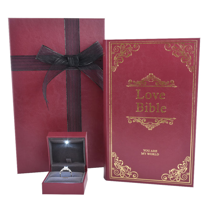 New Design Love Declaration Bible Big Book Shaped Jewelry Package Video Box Ring Box For Wedding