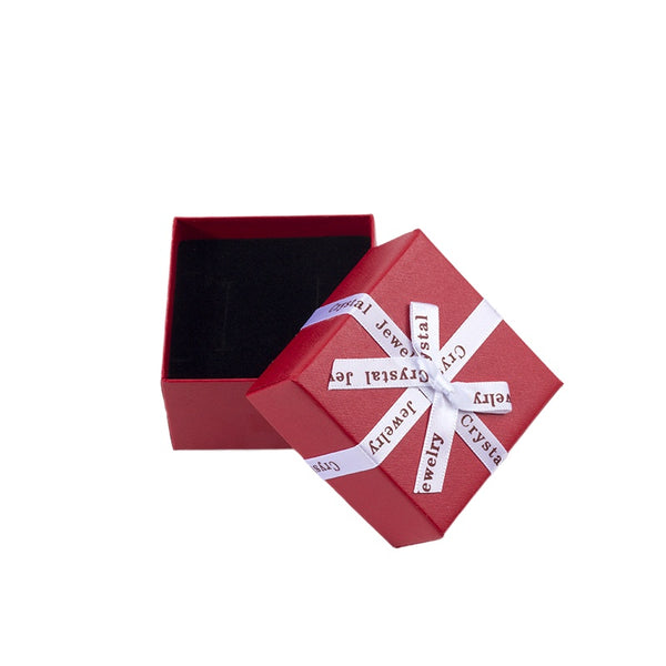 24 pieces of red cardboard jewelry boxes, with bows on the outside and sponges on the inside, for ring storage and display, size: 50*50*35mm