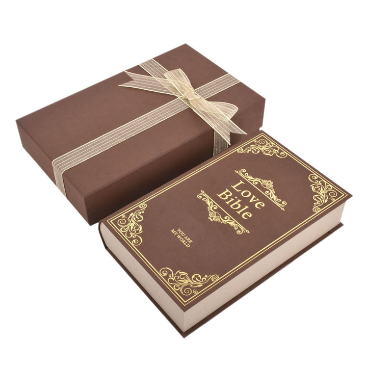 New Design Love Declaration Bible Big Book Shaped Jewelry Package Video Box Ring Box For Wedding