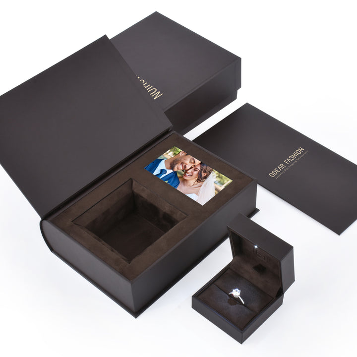 Luxury Elegant Book Shaped Customized Jewelry Package Video Boxes For Wedding Gift Box