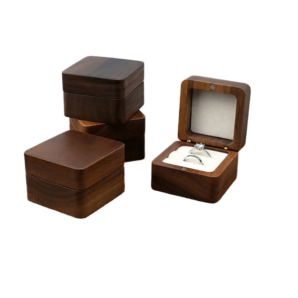 Wooden Jewelry Box Couple Ring Display Box Engagement Wedding Couple Ring Storage Box Wedding Anniversary Love Gift