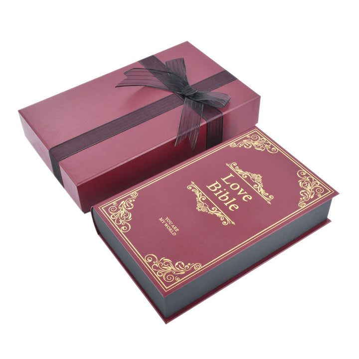 New Design Love Declaration Bible Big Book Shaped Jewelry Package Video Box Ring Box For Wedding