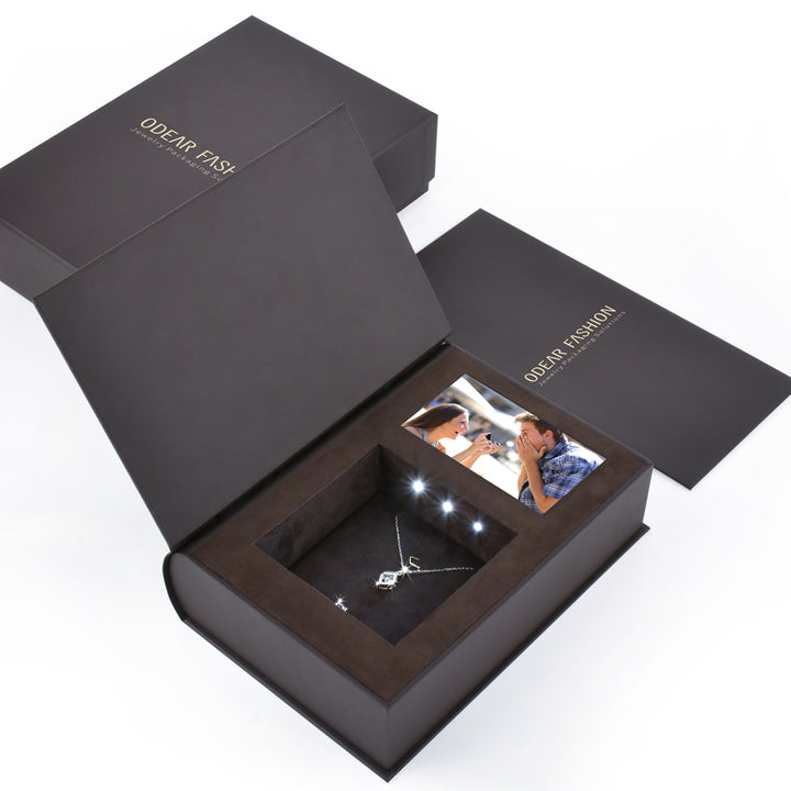 Luxury Elegant Book Shaped Customized Jewelry Package Video Boxes For Wedding Gift Box