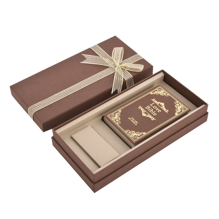 New Design Elegant Small Bible Book Shaped Jewelry Package Video Box Ring Box For Wedding