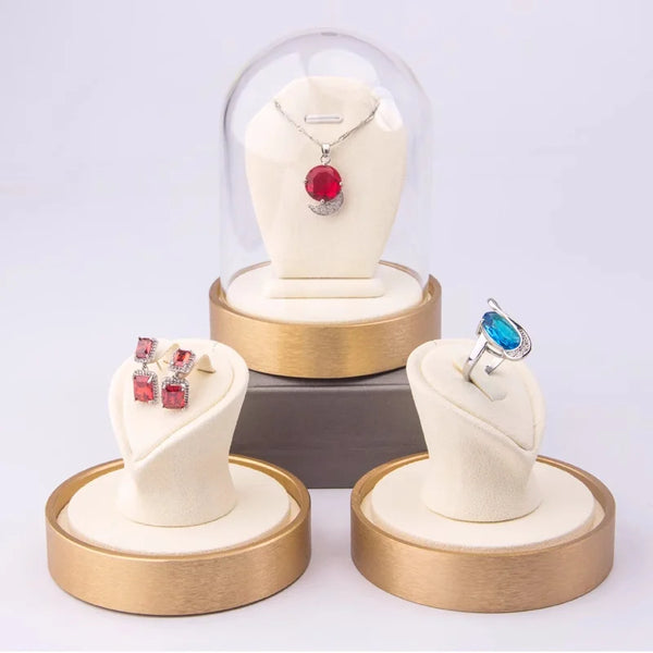 Creative jewelry display props, rings stand , Earring， necklaces, jewelry display racks, Dust proof glass cover display platform