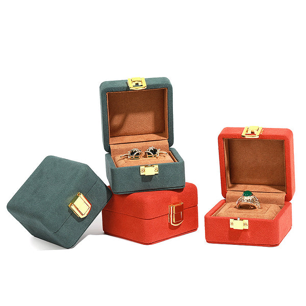 New Rounded Corner Snap Button Jewelry Box, Microfiber Ring Pendant Bracelet Stud Earring Box, Storage Packaging Box.