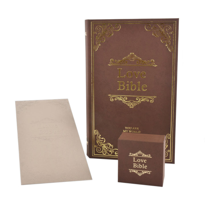 New Design Love Declaration Bible Big Book Shaped Jewelry Package Video Box Ring Box For Wedding