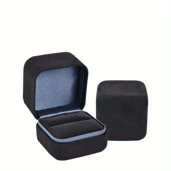 Black velvet large/small ring box, ring display storage box, suitable for proposal, engagement, birthday, wedding anniversary, Valentine's Day