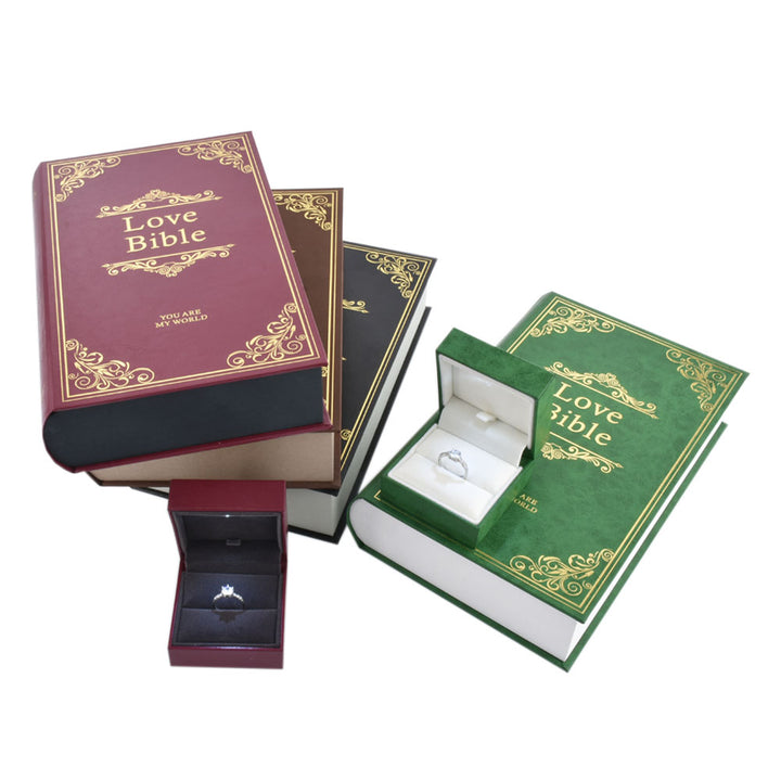 New Design Love Declaration Bible Big Book Shaped Jewelry Package Video Box Ring Box For Wedding