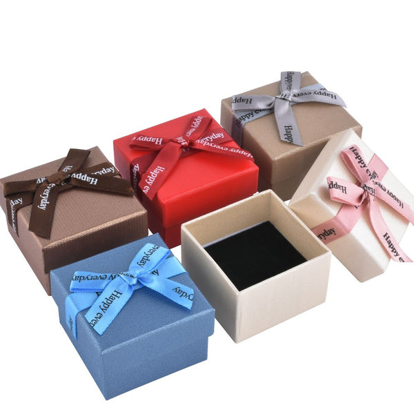 24pcs/12pcs Gift Box Simple Bow Cotton Filled Cardboard Jewelry Box Gift Box for Engagement Anniversary Birthday Wedding Jewelry Display (Mixed Colors)